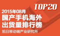 2015年8月國(guó)產(chǎn)手機(jī)海外出貨量排行榜 TOP 20