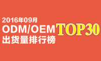 2016年9月ODM/OEM出貨量排行榜