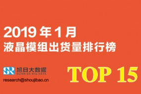 2019年1月液晶模組出貨量排行榜