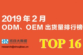 2019年2月ODM/OEM出貨量排行榜